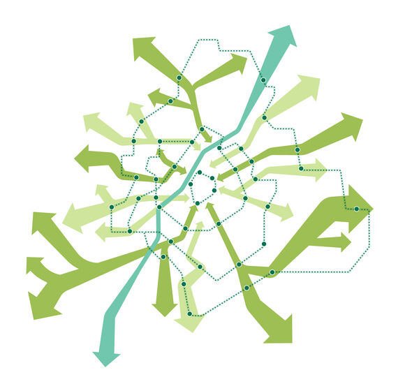 Corridors et anneaux comme composants du réseau  d’espaces ouverts